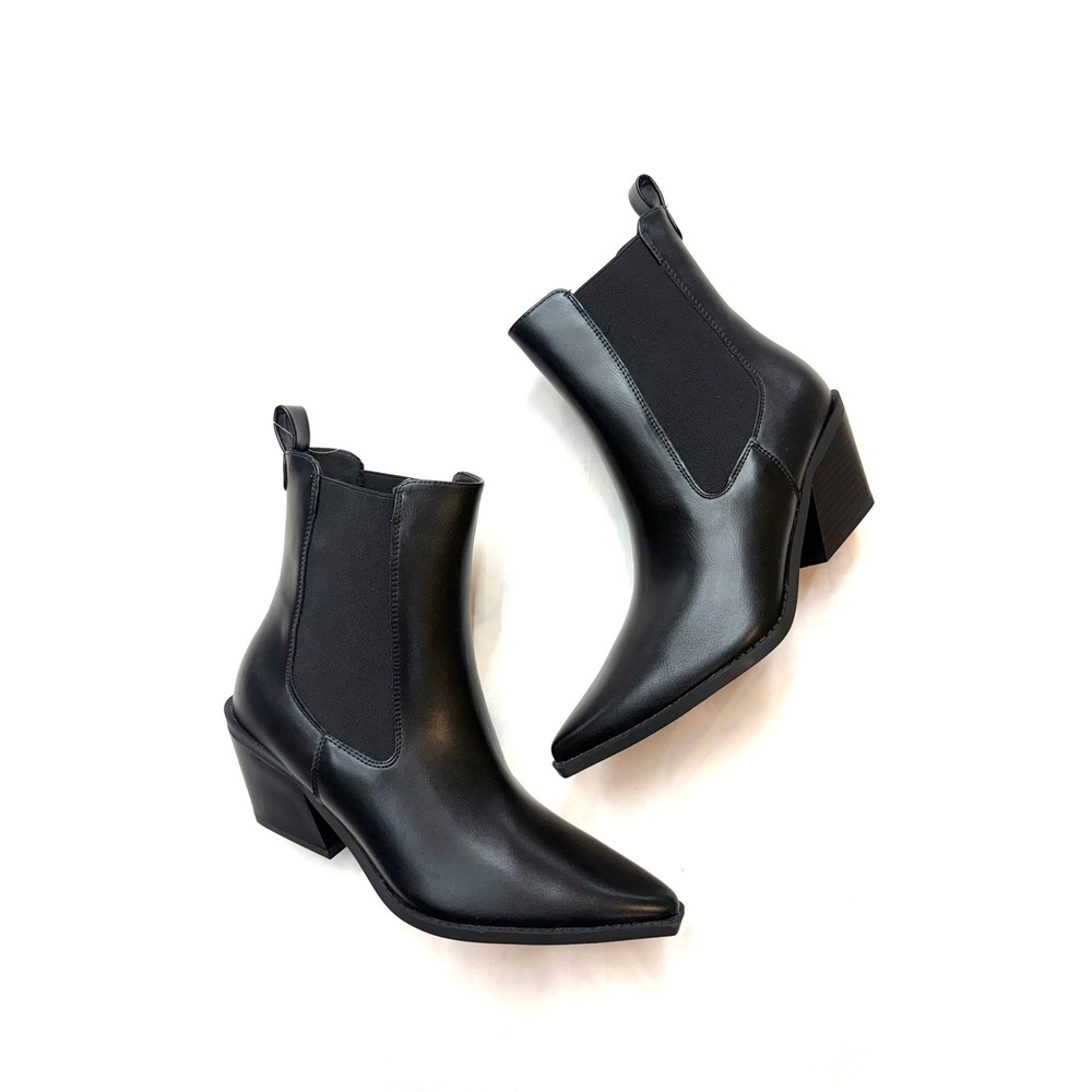 OPHELIA ROE $55 New Womens 8.5 Black Western Faux Leather Pointed Toe Boots OR1